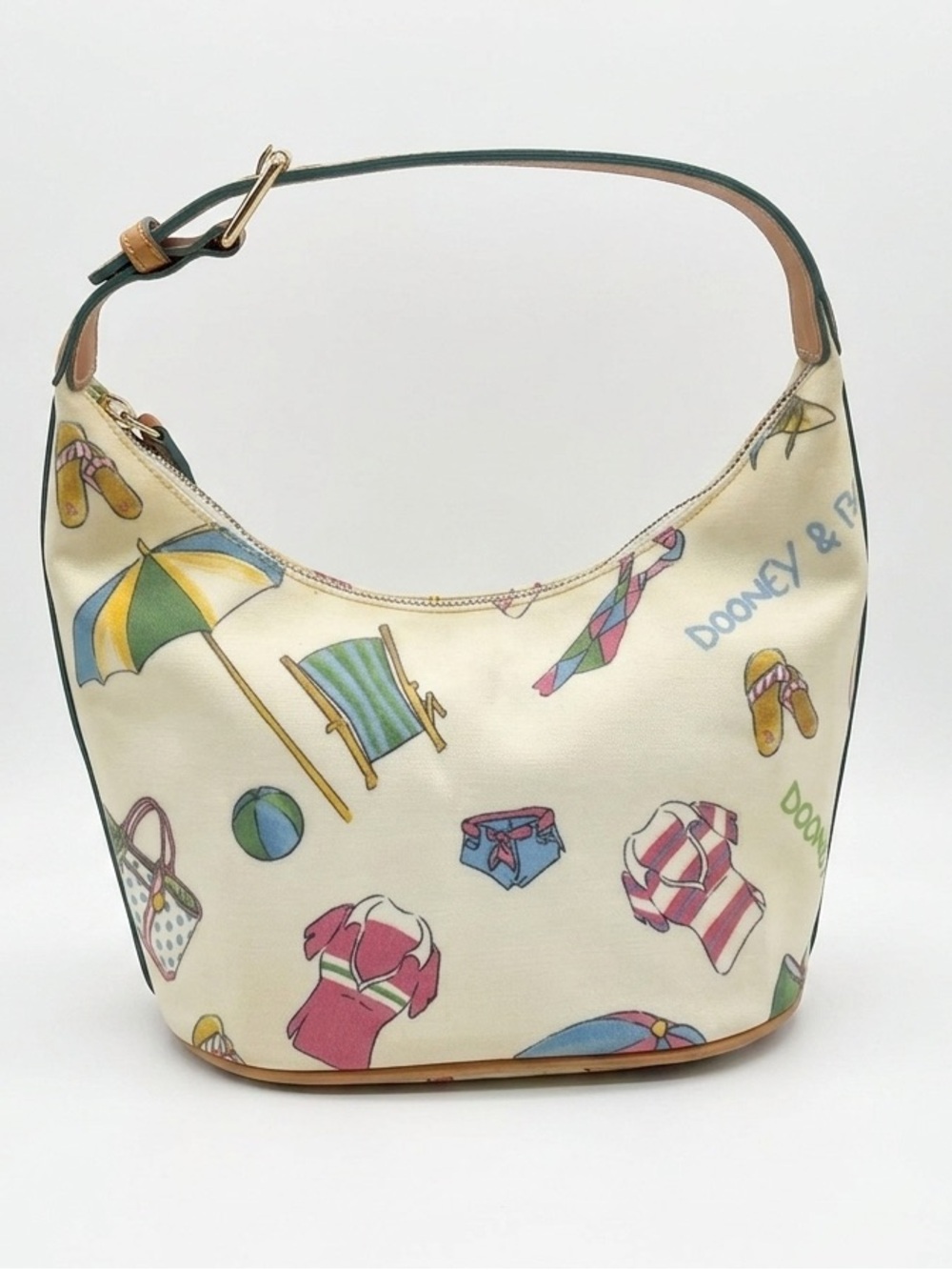 💐 Vintage Dooney & Bourke Miami Beach Print Mini Hobo Bag Rainbow Zip K7782623 - Picture 2 of 13